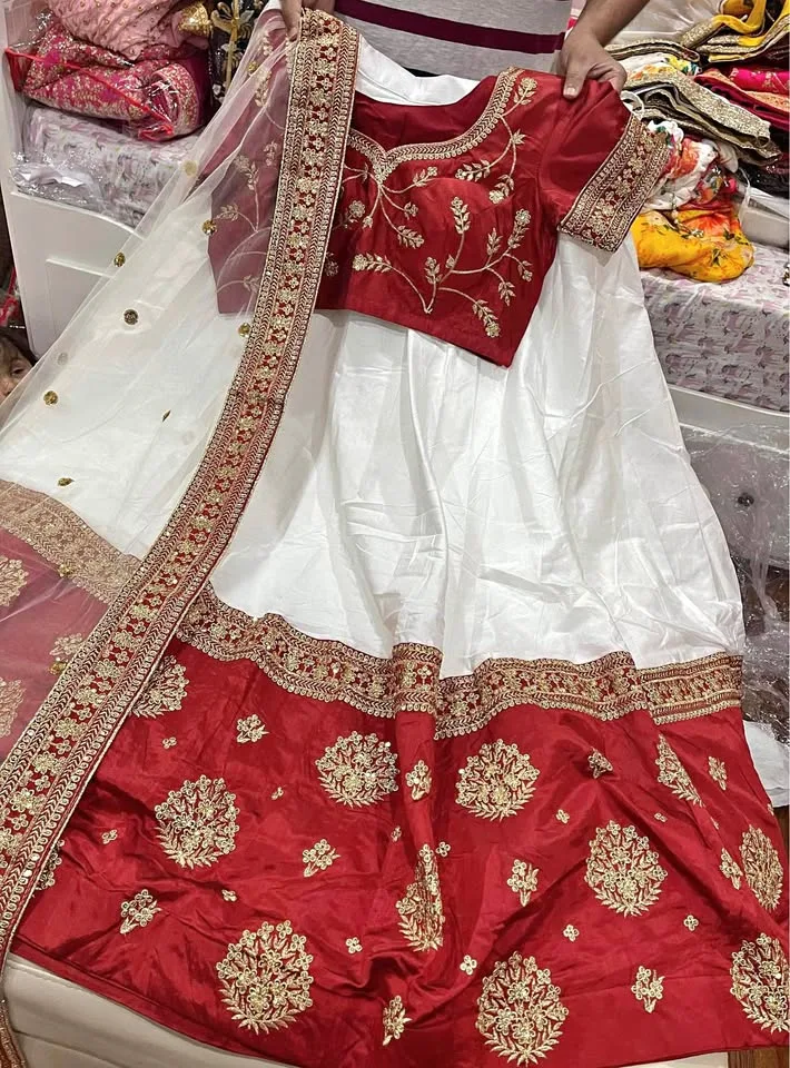Red & White Lehenga