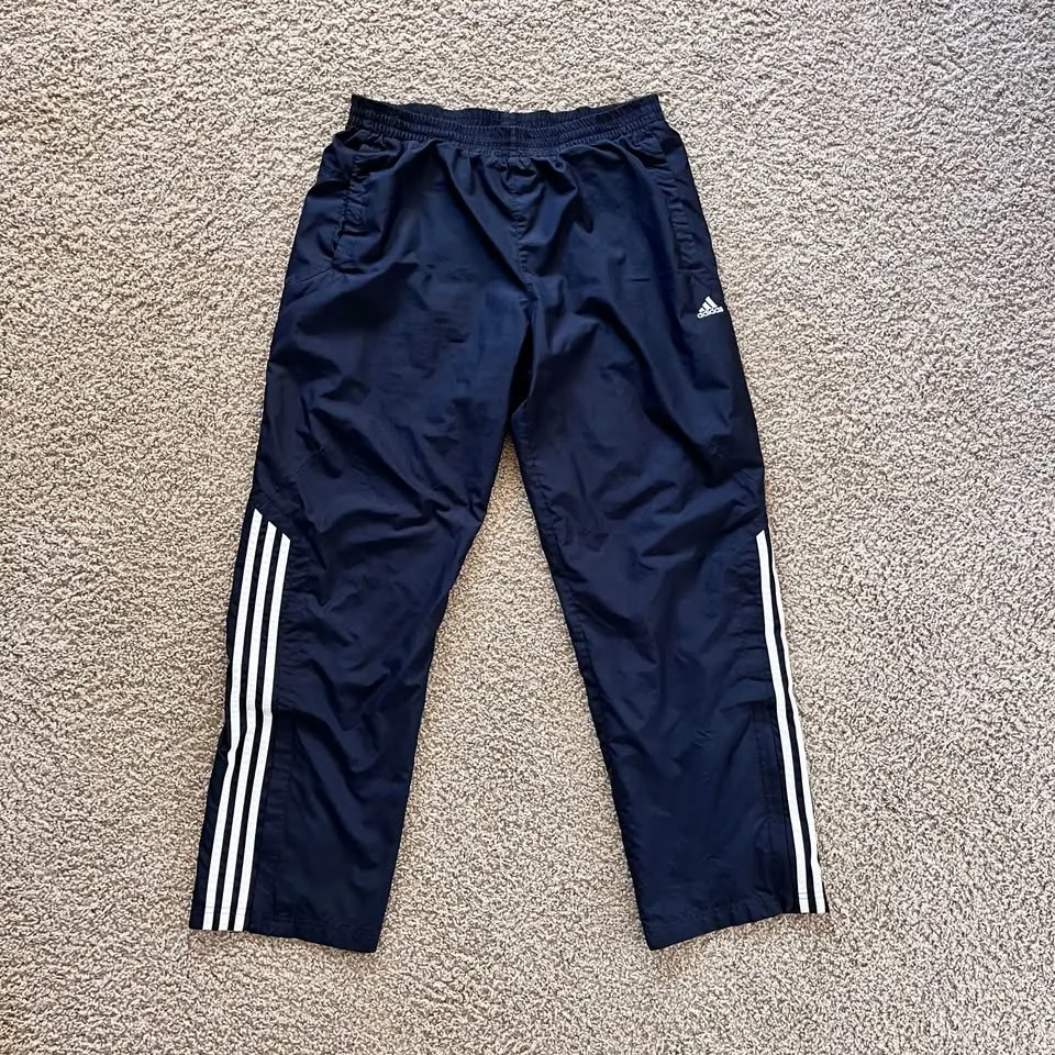 Y2K Adidas Men's Medium Track Pants Ankle Zipper Blue image indicator(2)