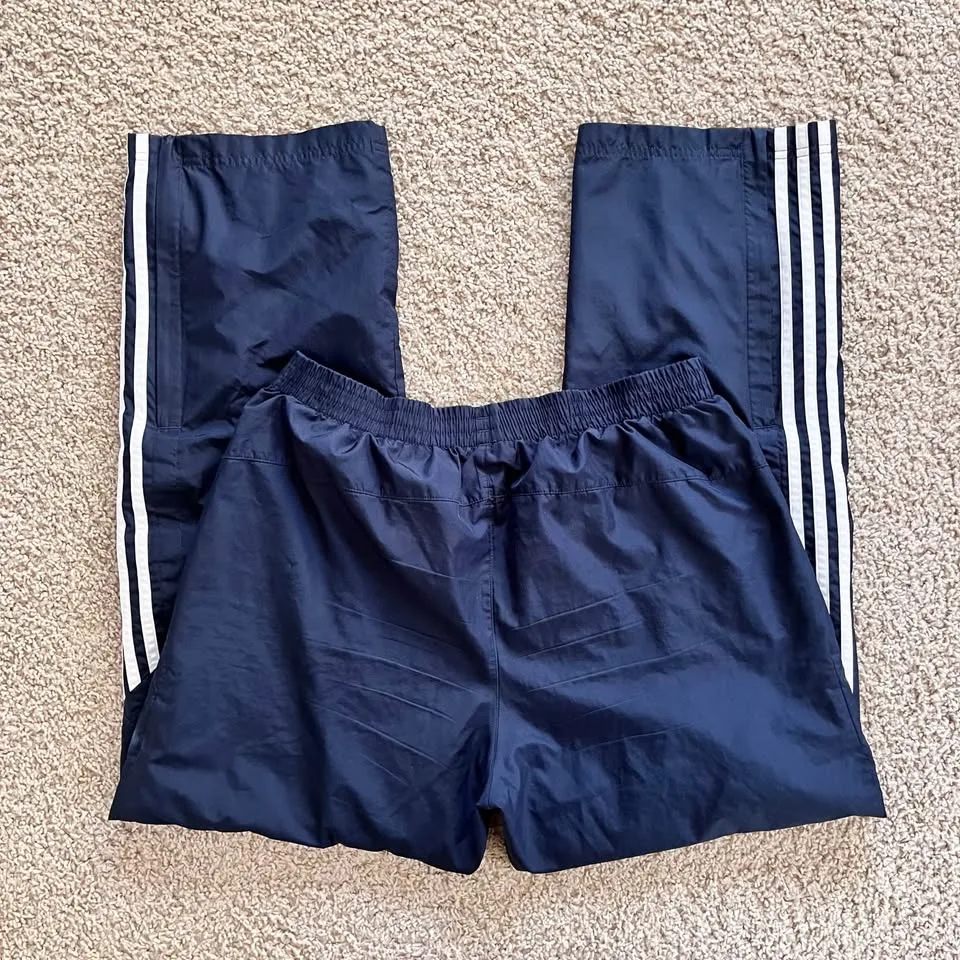 Y2K Adidas Men's Medium Track Pants Ankle Zipper Blue image indicator(8)