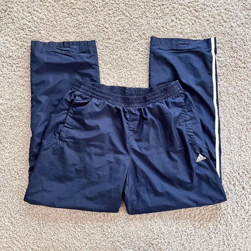 Y2K Adidas Men's Medium Track Pants Ankle Zipper Blue image indicator(9)