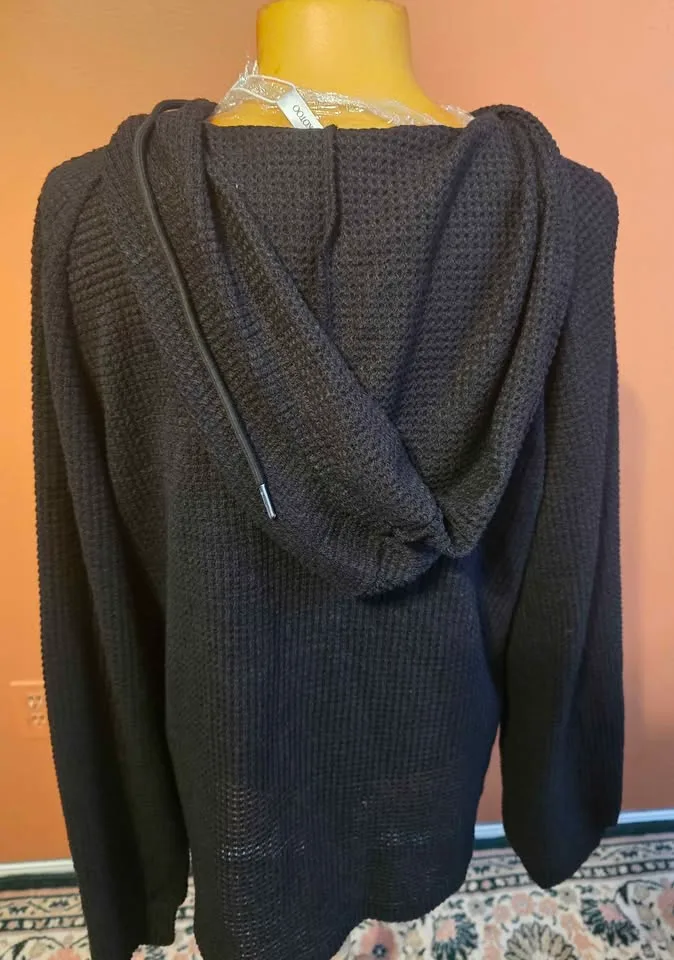Brand New Waffle Knit Hoodie Top – Size XL 🖤 image indicator(2)