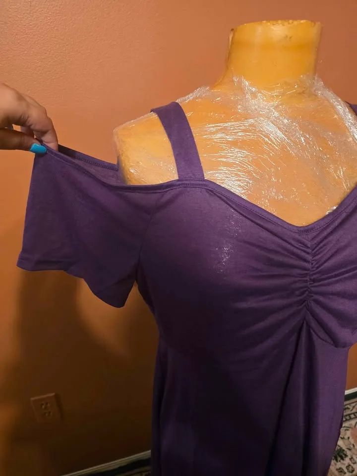 Brand New Purple Cold Shoulder Dress – Size XL – $15 (Retail $40 image indicator(3)