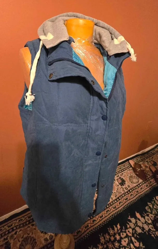 Brand New Size 2XL – Blue Puffer Vest with Hood – $15 image indicator(3)