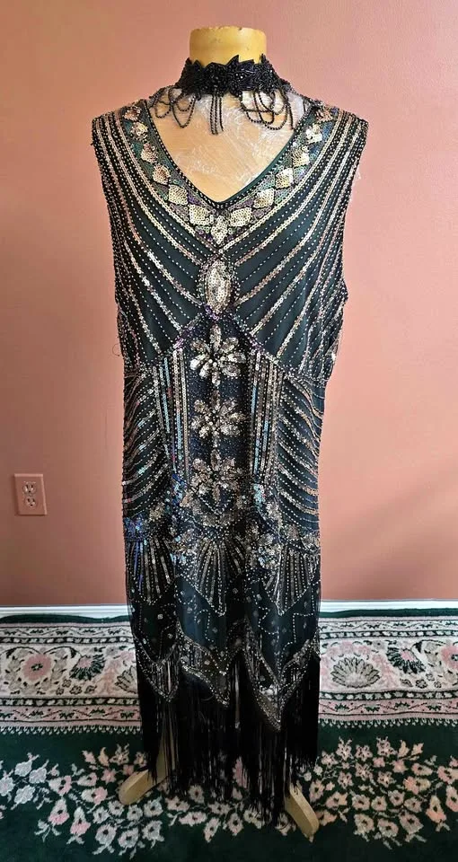Party Dress – Brand New Sequin Fringe Flapper Style – Size XL –