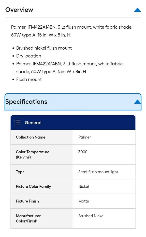 Palmer 3-Light Flush Mount White Fabric Shade image indicator(2)