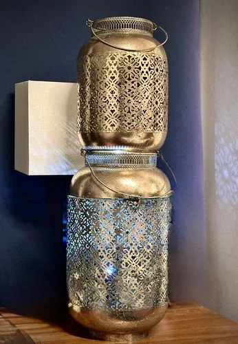 Morrocan Temple Lanterns, Set Of 2, For Led Lights Or Candles, 1 image indicator(8)