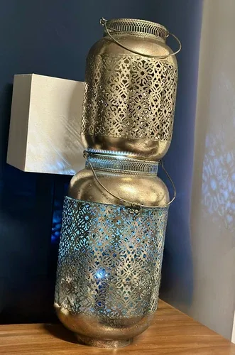 Morrocan Temple Lanterns, Set Of 2, For Led Lights Or Candles, 1 image indicator(10)