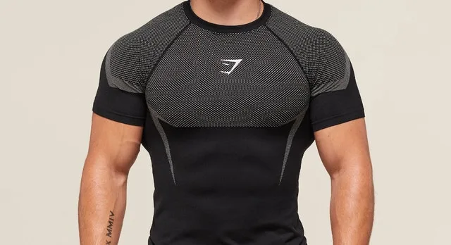Onyx 5.0 Gymshark Seamless T-Shirt Black/Light Grey (Large) NEW image indicator(2)