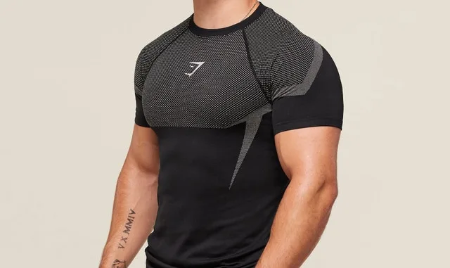 Onyx 5.0 Gymshark Seamless T-Shirt Black/Light Grey (Large) NEW image indicator(4)