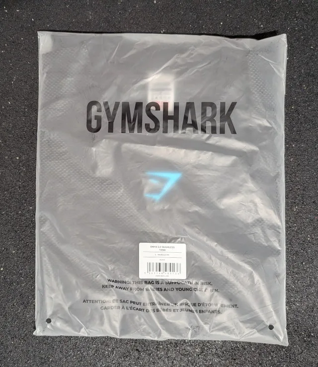 Onyx 5.0 Gymshark Seamless Tank Black/Onyx Grey (Large) NEW