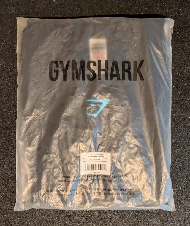 Onyx 5.0 Gymshark Seamless Long Sleeve (XL) Black/Onyx Grey NEW