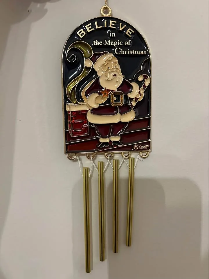 Vintage Santa Stained Glass Wind Chime Christmas Decor image indicator(3)