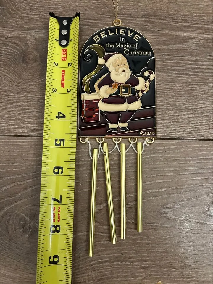 Vintage Santa Stained Glass Wind Chime Christmas Decor image indicator(5)