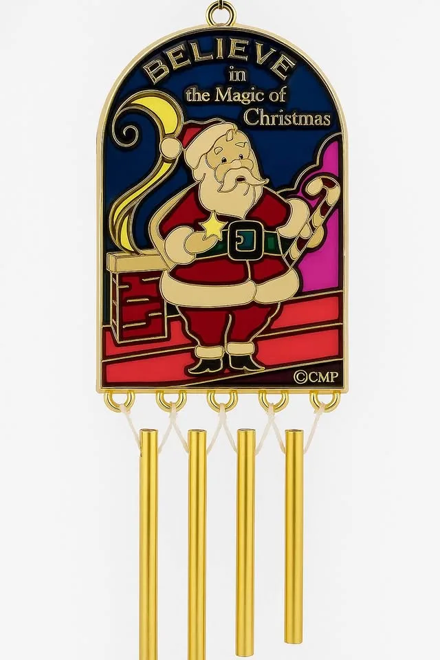 Vintage Santa Stained Glass Wind Chime Christmas Decor image indicator(6)