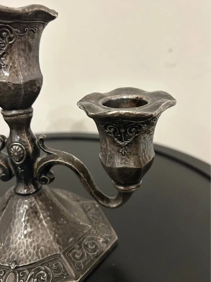 Vintage Pewter 3-Arm Candelabra image indicator(3)