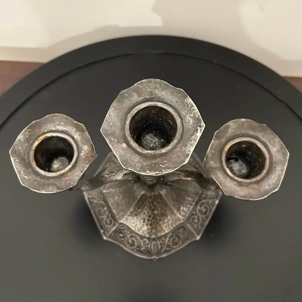 Vintage Pewter 3-Arm Candelabra image indicator(7)