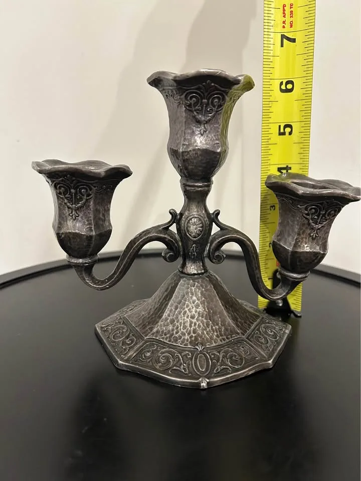 Vintage Pewter 3-Arm Candelabra image indicator(10)