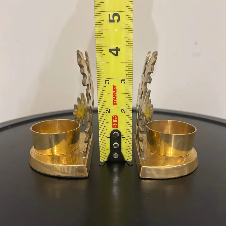 Vintage Brass Snowflake Candle Holder Set image indicator(4)