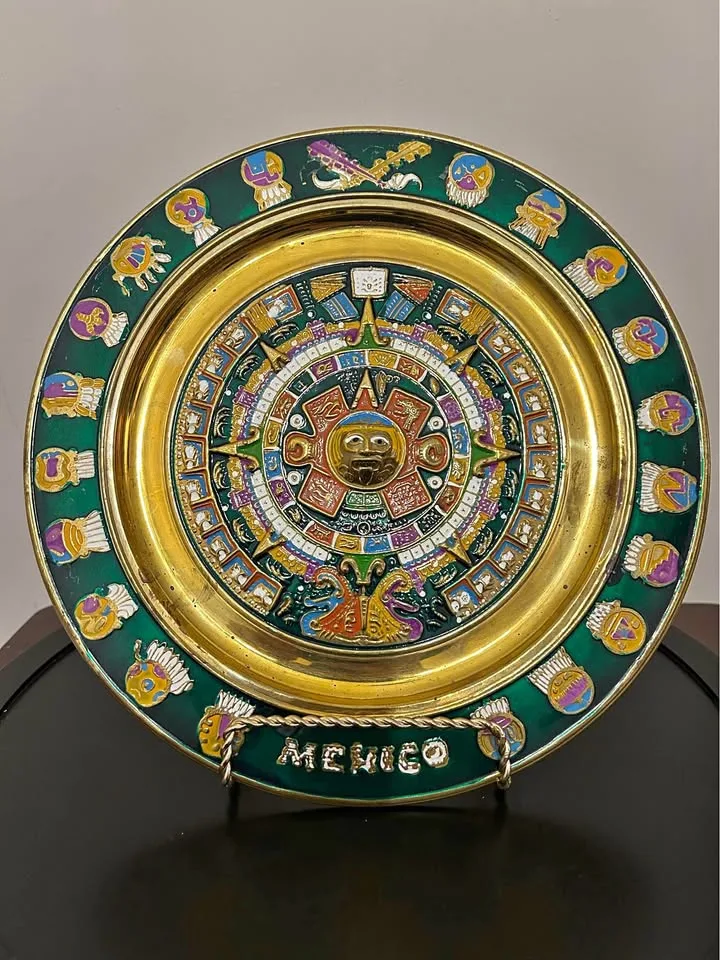 Vintage Mexican Aztec Calendar Plate