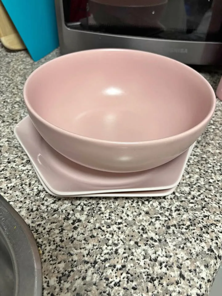 Pink Ikea Plates & Bowl - Read description thumbnail