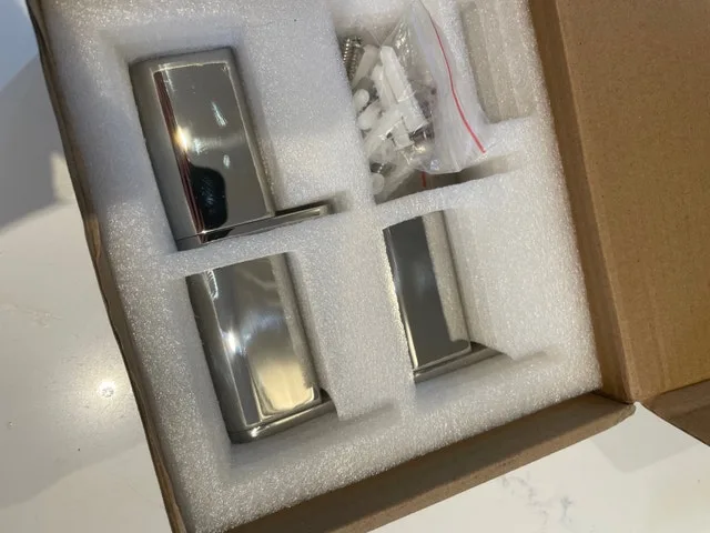 NEW IN BOX - 3 Chrome Bathroom Hooks image indicator(2)