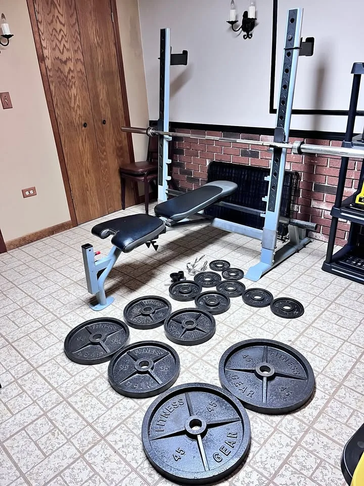 Fitness Gear Weight Bench, Barbell, Plates thumbnail