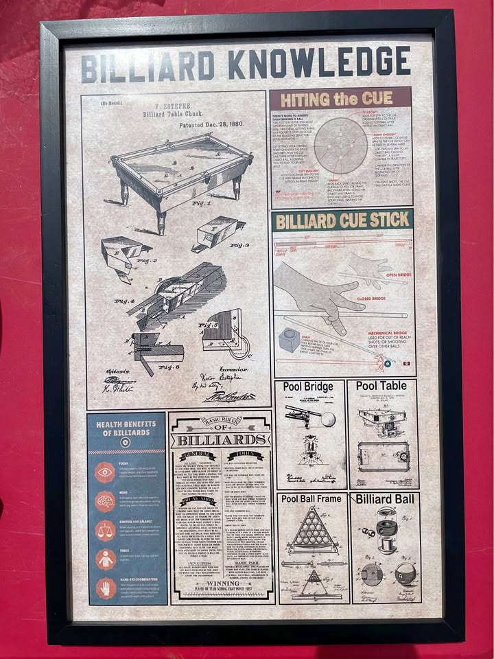Billiards poster in black frame