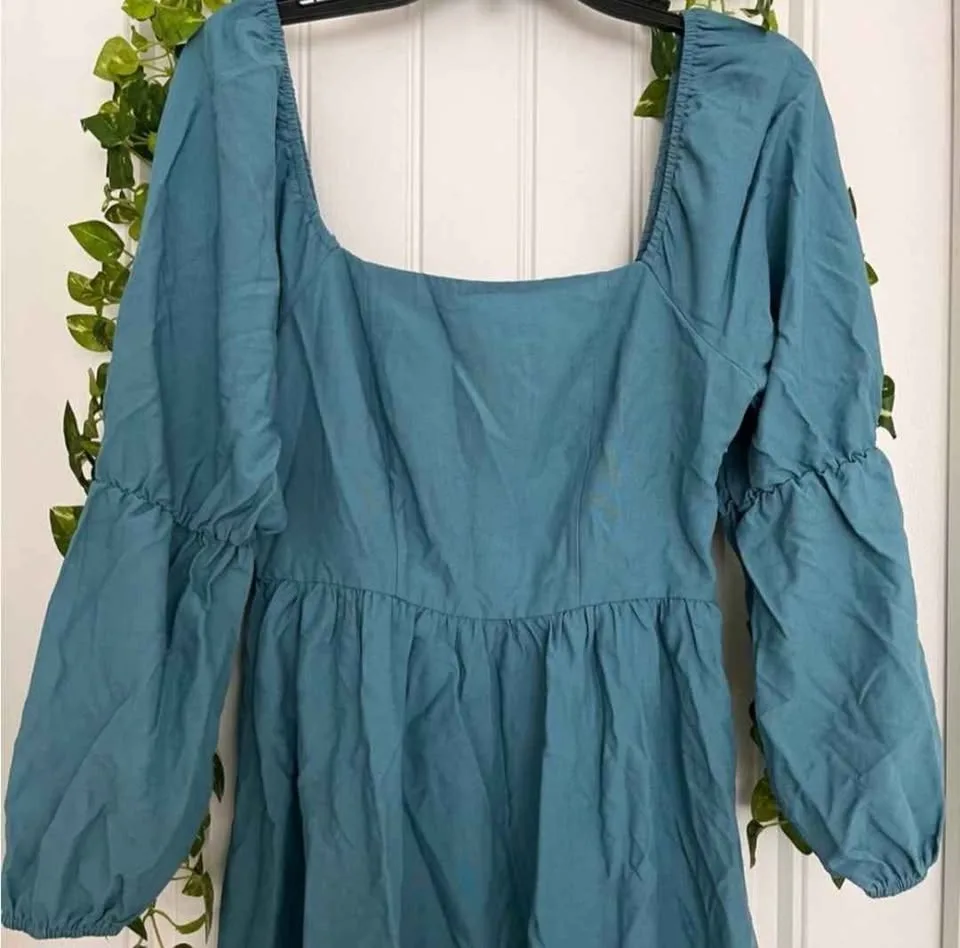 Puffed Sleeve Babydoll Dress image indicator(2)