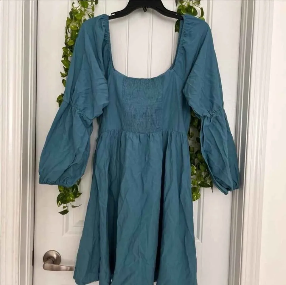 Puffed Sleeve Babydoll Dress image indicator(3)