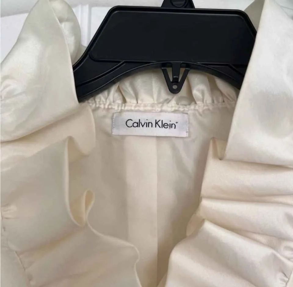 Calvin Klein Ivory Ruffled Blazer image indicator(2)