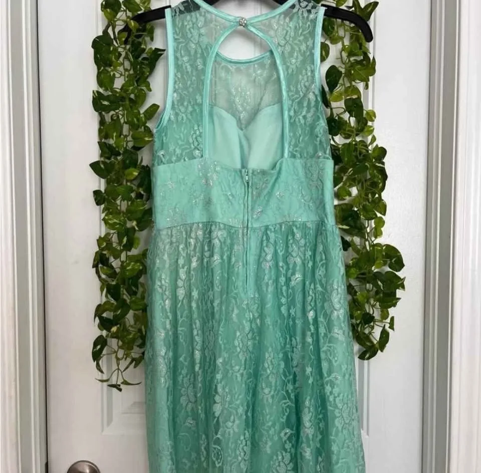 Turquoise Glittery Lace Dress image indicator(4)