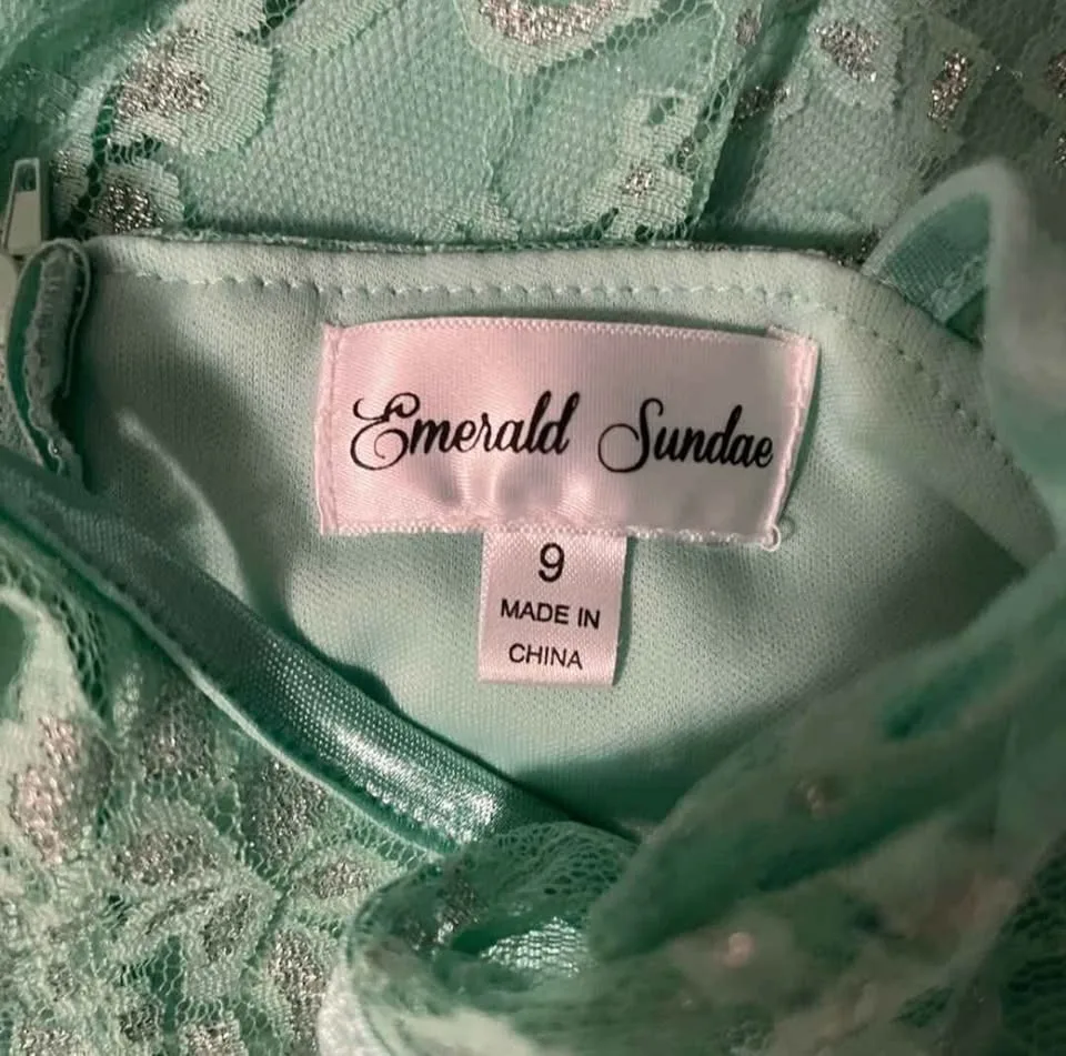 Turquoise Glittery Lace Dress image indicator(6)