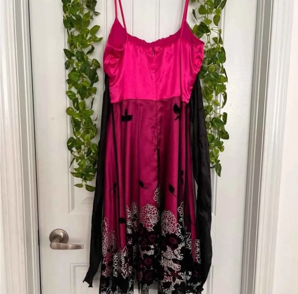 Sparkly Floral Pink Satin Dress image indicator(4)