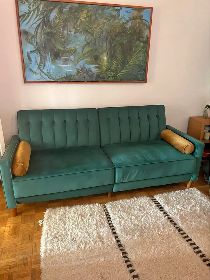 Wayfair Green Velvet futon sofa bed thumbnail