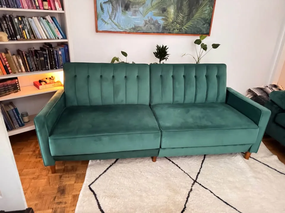 Wayfair Green Velvet futon sofa bed image indicator(4)