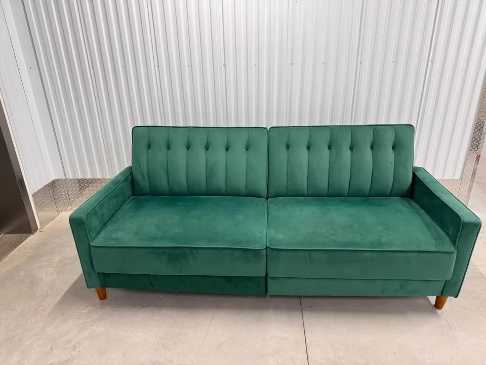 Wayfair Green Velvet futon sofa bed image indicator(9)