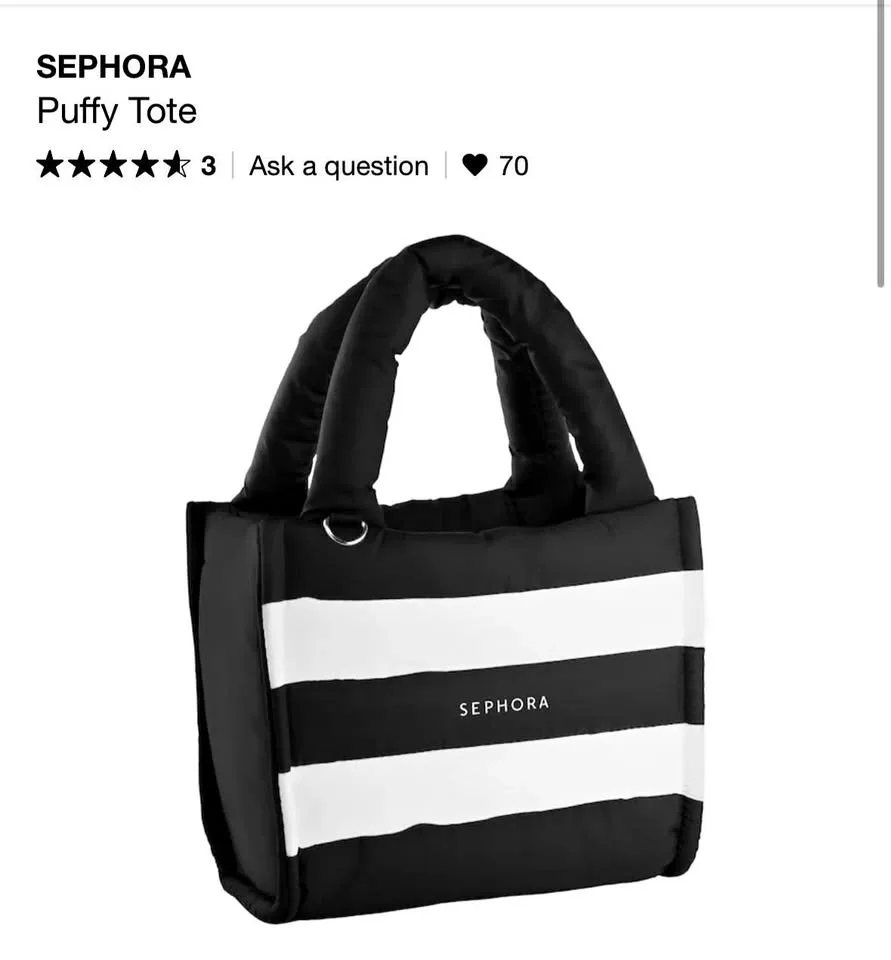 Sephora puffy tote