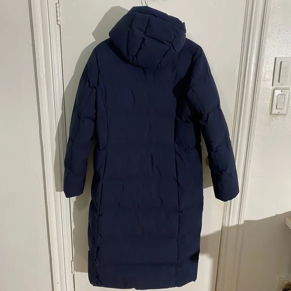Navy blue, real down hooded puffer coat -Eddie Bauer image indicator(2)