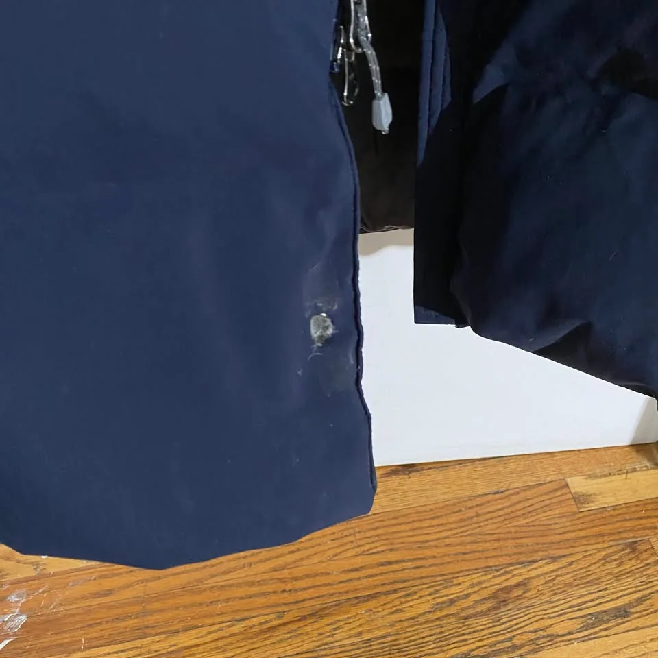 Navy blue, real down hooded puffer coat -Eddie Bauer image indicator(5)