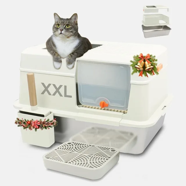 NEW Enclosed XL Stainless Steel Cat Litter Box w/ side entrance thumbnail