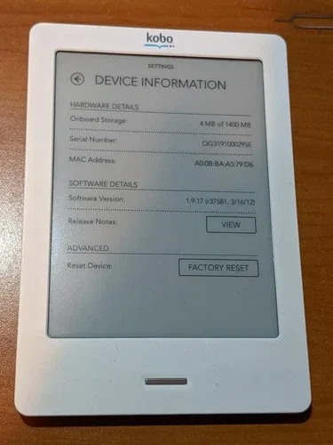 Kobo N905 Touch E-Reader Tablet With 6" Display Wi-Fi image indicator(2)