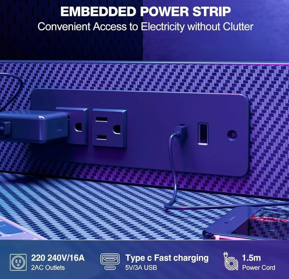 Modern Computer Desk with LED Lights image indicator(3)