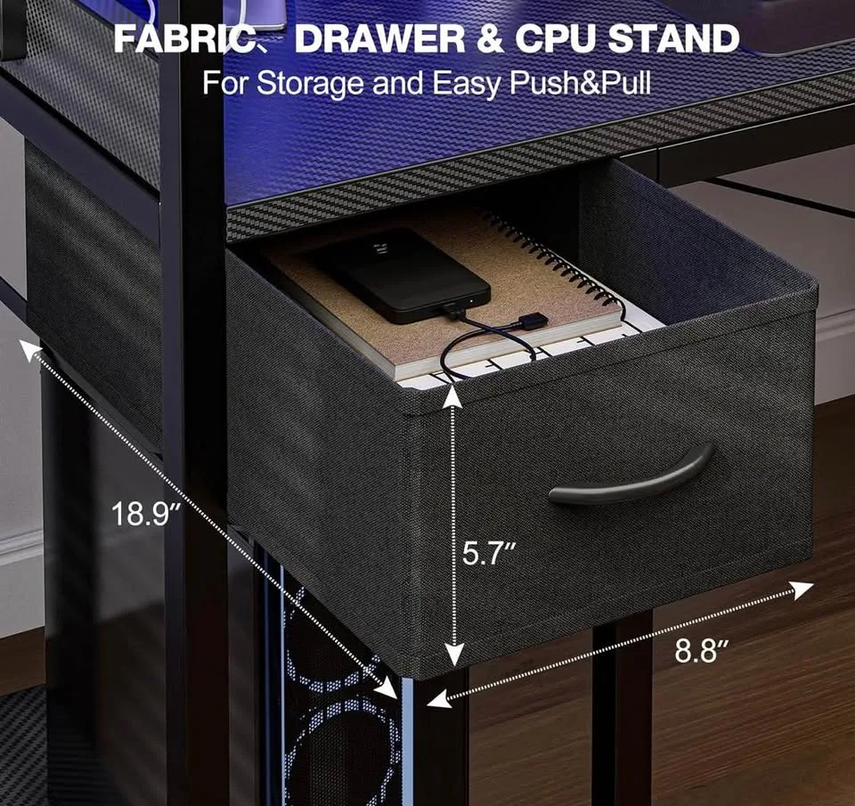 Modern Computer Desk with LED Lights image indicator(4)