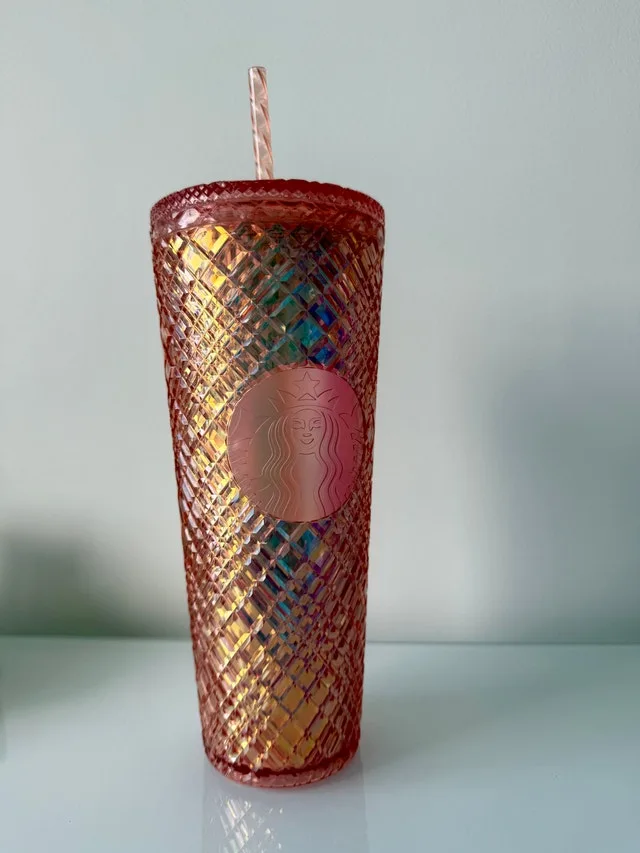 Starbucks Venti Pink Iridescent Jewelled Diamond Tumbler thumbnail