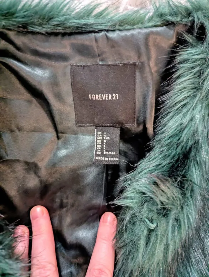 Forever 21 Green Faux Fur Cropped Jacket - Large image indicator(2)