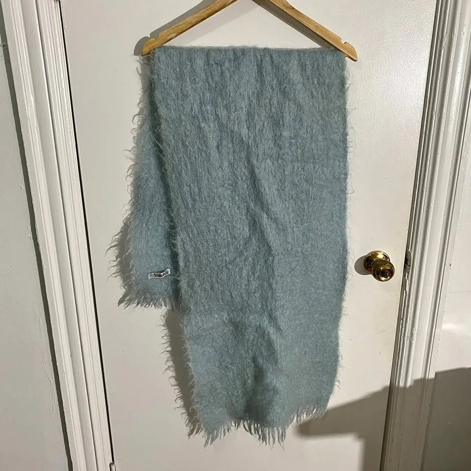 Vintage Mohair/Wool Large Scarf- blue