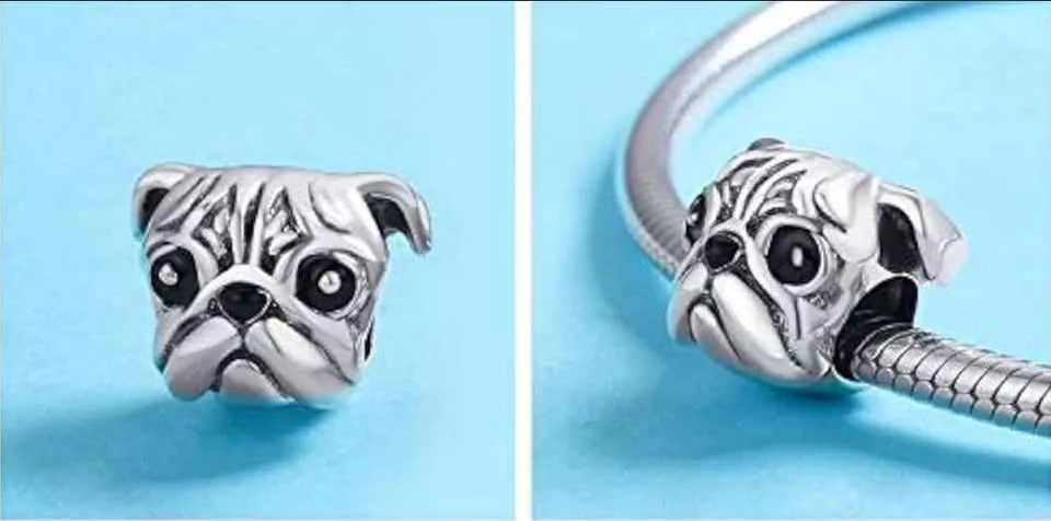 Pug 925 Sterling Silver Pandora Charm image indicator(2)