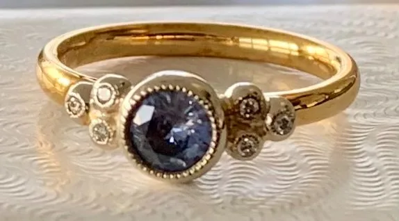 Blue Sapphire and Diamond Engagement Ring