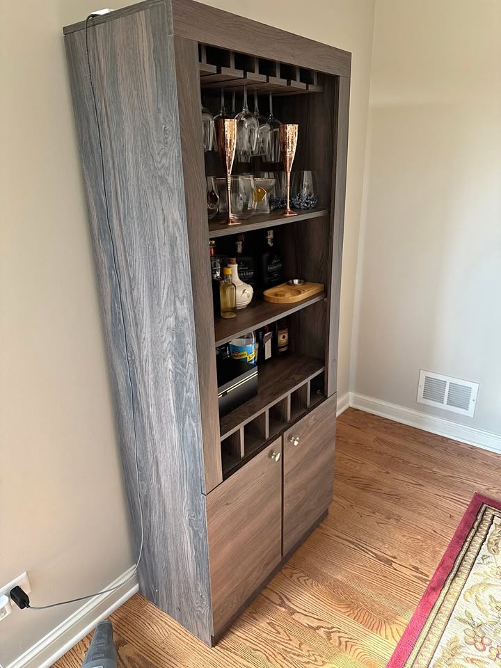 Modern Bar Cabinet with Wine & Glass Storage