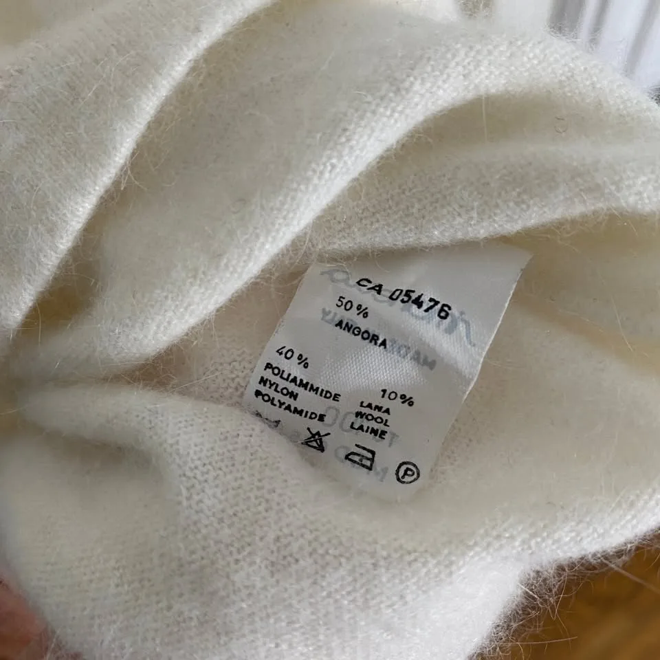 Angora blend long sleeve blouse with collar - off white image indicator(5)